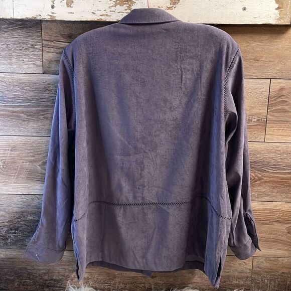 Alfred Dunner Ladies Petite Plum Long Sleeve Shirt Jacket, Size 16P, Purple - Picture 6 of 8